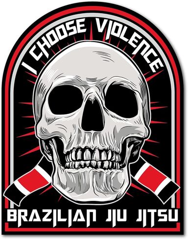 ملصق لاصق ممتص للصدمات من I Choose Violence BJJ برازيلي Jiu Jitsu للسيارات والأكواب وأجهزة الكمبيوتر المحمول والمبردات والأكواب (عبوة من قطعتين) (3"x3" و5"x5") in Kuwait