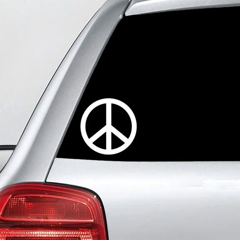 Peace Sign Love Symbol Decal Vinyl Sticker for Car Truck Window Bumper Laptop White 2 Pack in Saudi Arabia