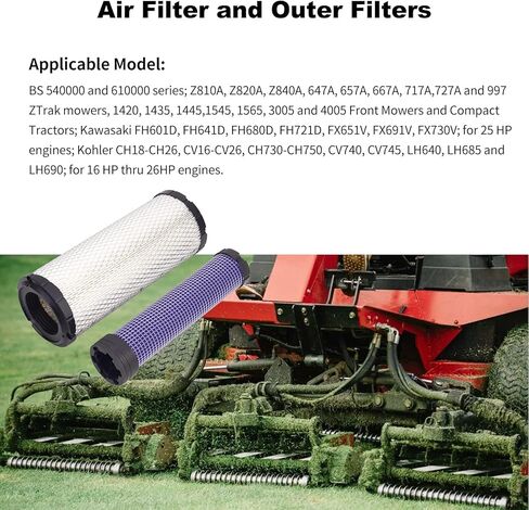 25 083 01 Inner Outer Air Filter Cleaner Cartridge Fit for 25 083 01-S 2508301 25 083 04 Kohler Kawasaki 11013-7019 11013-7044 11013-7045 Kubota P822858 Lawn Mover M131802 11013-7020 2508304 in Kuwait