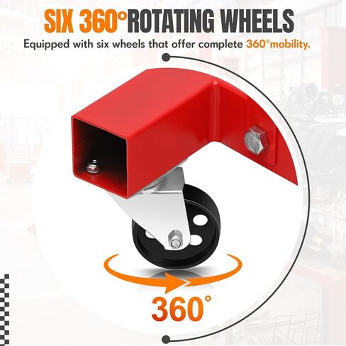 2-Ton Folding Hydraulic Engine Hoist, 4400 LBS Portable Engine Shop Crane with 6 Casters & Telescopic Boom, Foldable Cherry Picker Hoist Lift for Garage, Workshop, Warehouse, Heavy-Duty, Red in Saudi Arabia