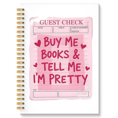 Pink Bookish Glitter Spiral Notebook, Reading Journal for Book Lovers, Book Reader Librarian Gifts, Buy Me Books and Tell Me I'm Pretty Hardcover Notebook Journal, 5.5x8.3 Inch in Kuwait