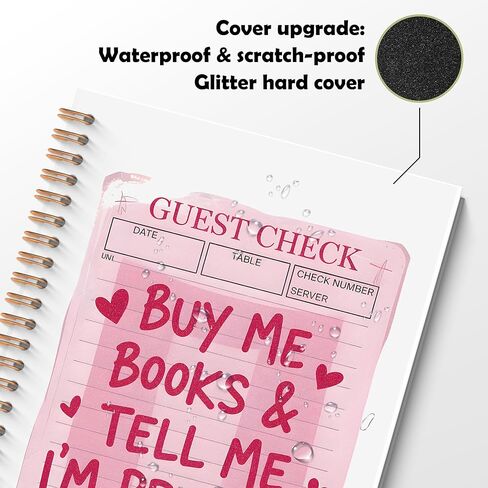 Pink Bookish Glitter Spiral Notebook, Reading Journal for Book Lovers, Book Reader Librarian Gifts, Buy Me Books and Tell Me I'm Pretty Hardcover Notebook Journal, 5.5x8.3 Inch in Kuwait