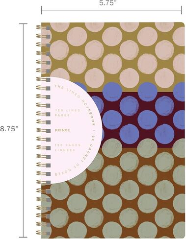 مجلة Fringe Studio Slim Paper Back Spiral Journal، "SO DOTTY" 5.625 بوصة عرض × 8.75 بوصة ارتفاع، 120 صفحة، مجموعة Esprit (931PA001FSC) in Kuwait