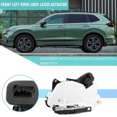 مجموعة محرك قفل الباب الأمامي الأيسر 5K1837015E متوافقة مع بيتل، للجولف، لـ GTI، لجيتا، لباسات، لتيغوان 2011-2019 | استبدال مزلاج باب الطاقة بجانب السائق in Kuwait