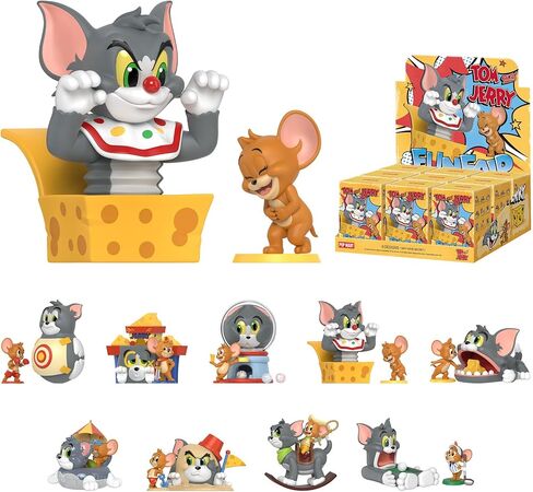 بوب مارت توم وجيري: شخصيات الصندوق العمياء من سلسلة Funfair، ألعاب قابلة للتجميع، ديكورات منزلية، هدايا عيد ميلاد للعطلات للفتيات والفتيان، صندوق واحد in Kuwait