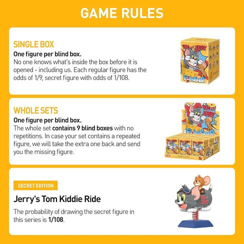 بوب مارت توم وجيري: شخصيات الصندوق العمياء من سلسلة Funfair، ألعاب قابلة للتجميع، ديكورات منزلية، هدايا عيد ميلاد للعطلات للفتيات والفتيان، صندوق واحد in Kuwait