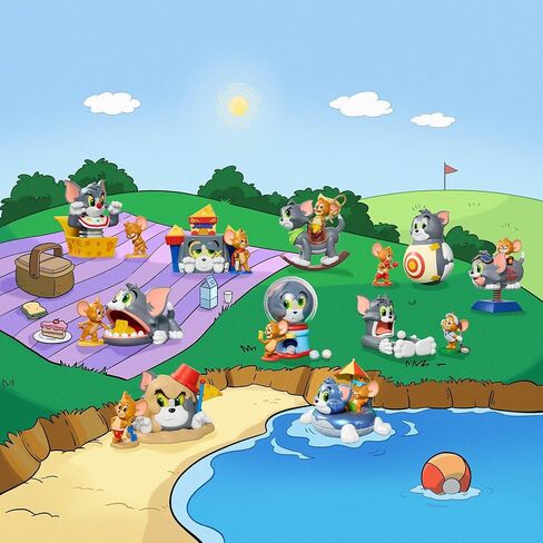 بوب مارت توم وجيري: شخصيات الصندوق العمياء من سلسلة Funfair، ألعاب قابلة للتجميع، ديكورات منزلية، هدايا عيد ميلاد للعطلات للفتيات والفتيان، صندوق واحد in Kuwait