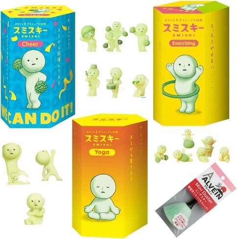 Glow in The Dark Figure 3-Pack Assortment (Yoga, Cheer, Exercising Series - 1 Random Figure Each) & Japanese Mini Cleaning Brush/Mop Set - Collectible Surprise Bundle in Saudi Arabia