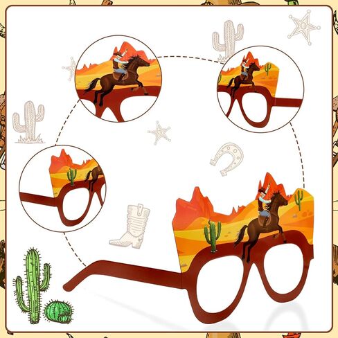 48 Pcs Western Cowboy Party Favor Decoration Wild West Paper Glasses Western Theme Party Supplies Cowboy Party Decorations for Western Theme Eyeglasses Birthday Party Supplies in Saudi Arabia