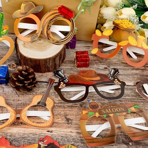 48 Pcs Western Cowboy Party Favor Decoration Wild West Paper Glasses Western Theme Party Supplies Cowboy Party Decorations for Western Theme Eyeglasses Birthday Party Supplies in Saudi Arabia