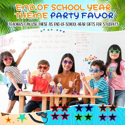 24 Set End of Year Students Gift from Teacher Bulk Preschool Kindergarten Summer Graduation Gifts Class Classmate Present Neon Sunglasses Beach Balls Beach Supplies (11.81 Inches) in Kuwait