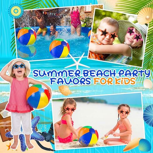 24 Set End of Year Students Gift from Teacher Bulk Preschool Kindergarten Summer Graduation Gifts Class Classmate Present Neon Sunglasses Beach Balls Beach Supplies (11.81 Inches) in Kuwait