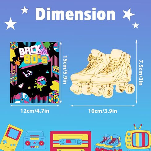 12Pack Pre-Packaged 80s 90s Party Favors: 80s Party Decorations Hip Hop Individually Wrapped Paint Your Own Wooden Craft Kits with Thank You Card 1980s Theme Party Decorations for Kids in Saudi Arabia