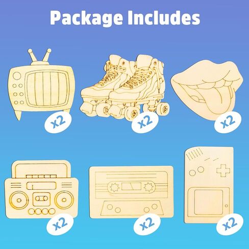 12Pack Pre-Packaged 80s 90s Party Favors: 80s Party Decorations Hip Hop Individually Wrapped Paint Your Own Wooden Craft Kits with Thank You Card 1980s Theme Party Decorations for Kids in Saudi Arabia