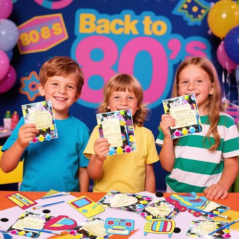 12Pack Pre-Packaged 80s 90s Party Favors: 80s Party Decorations Hip Hop Individually Wrapped Paint Your Own Wooden Craft Kits with Thank You Card 1980s Theme Party Decorations for Kids in Saudi Arabia