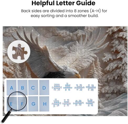 Jigsaw Puzzles 1000 Pieces for Adults, KOLTEC Majestic White Bald Eagle Winter Puzzle - Hard & Impossible Challenge with A-H 8-Zone Easy Sorting, Premium 2.0mm Thick Board (27.5" x 19.7") in Saudi Arabia