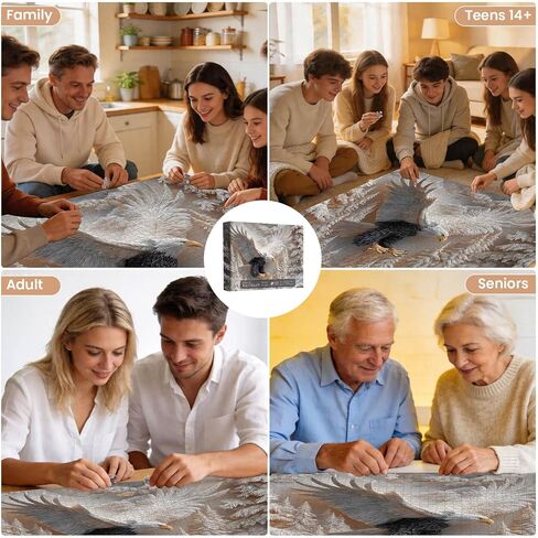 Jigsaw Puzzles 1000 Pieces for Adults, KOLTEC Majestic White Bald Eagle Winter Puzzle - Hard & Impossible Challenge with A-H 8-Zone Easy Sorting, Premium 2.0mm Thick Board (27.5" x 19.7") in Saudi Arabia