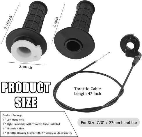 Mini Bike Throttle Cable Kit with 7/8" Dirt Bike Grips,Throttle for Mini Bikes Compatible with Falcon Motovox Massimo Coleman Baja,Twist Minibike Throttles Kit Minis Bikes Parts in Saudi Arabia