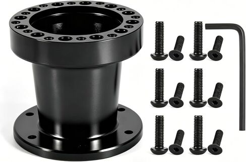 Steering Wheel Spacer Hub 3inch, Car Steering Wheel Hub Adapter Extension Spacer Kit Universal 6 Holes Steering Wheel Spacer for Most Cars Karts Solid Aluminum Spacer (Black) in Kuwait