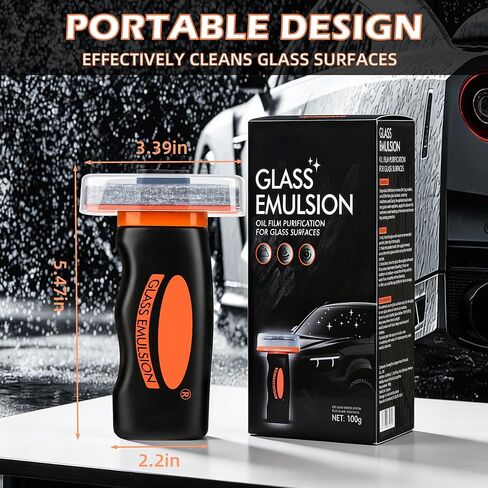 2 PCS Glass Oil Film Remover for Car, Glass Emulsion Cleaner, Roll-On Glass Compound with Cleaning Board for Cars Window, Windshield, Crystal Clear View in Saudi Arabia