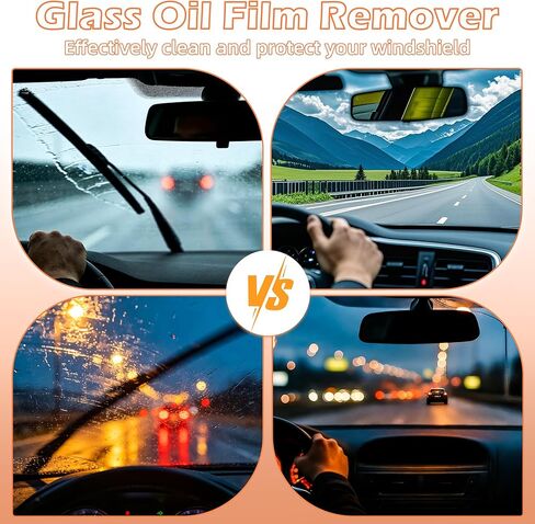 2 PCS Glass Oil Film Remover for Car, Glass Emulsion Cleaner, Roll-On Glass Compound with Cleaning Board for Cars Window, Windshield, Crystal Clear View in Saudi Arabia
