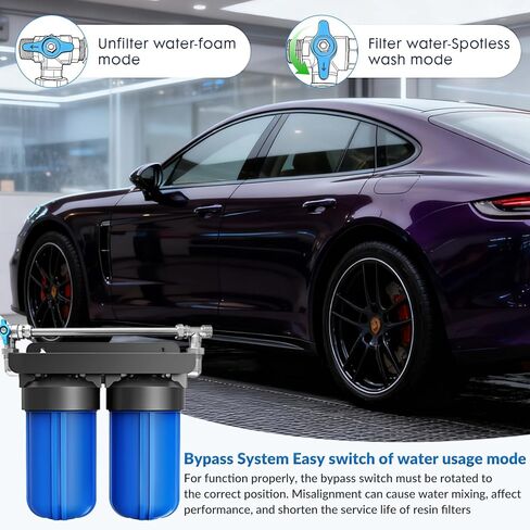 Spotless Water System for Car Wash with Bypass Switch, Deionized Water System for Car Wash with Resin, Spot Free Water Deionizer for Car Washing, Works for Motorcycles, RV, Boats, No Towel Drying ﻿ in Saudi Arabia