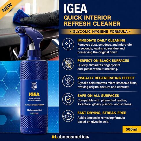 Labocosmetica IGEA Quick Refresh Interior Cleanser | Fast Wipe for Dashboards Trims and Touchscreens | Multi-Surface Interior Quick Detailer | 500 Milliliters in Kuwait