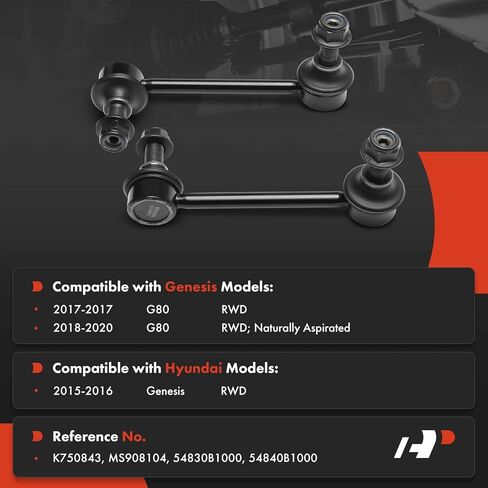 A-Premium 2 × وصلات شريط تثبيت أمامية Sway Bar، متوافقة مع Hyundai Genesis 2015-2016 وGenesis G80 2017-2020، RWD in Kuwait