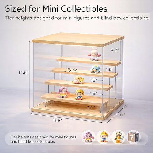 LED Lighted Acrylic Display Case for Collectibles, 5 Tier Clear Display Box with Door, USB Powered Showcase with Remote, Dust-Reducing Organizer for Action Figures, Blind Box Toys, Anime Mini Figures in Saudi Arabia