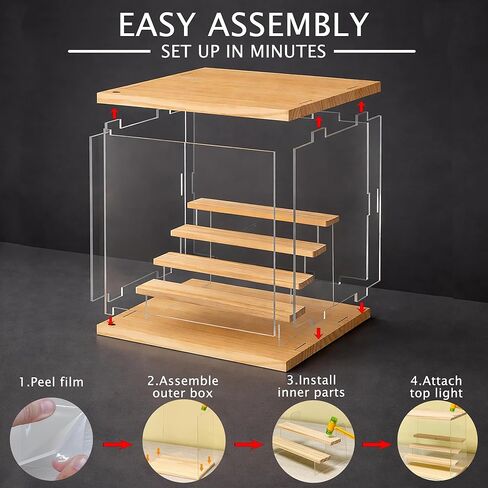 LED Lighted Acrylic Display Case for Collectibles, 5 Tier Clear Display Box with Door, USB Powered Showcase with Remote, Dust-Reducing Organizer for Action Figures, Blind Box Toys, Anime Mini Figures in Saudi Arabia