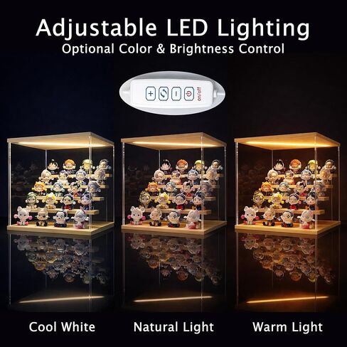 LED Lighted Acrylic Display Case for Collectibles, 5 Tier Clear Display Box with Door, USB Powered Showcase with Remote, Dust-Reducing Organizer for Action Figures, Blind Box Toys, Anime Mini Figures in Saudi Arabia