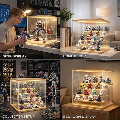 LED Lighted Acrylic Display Case for Collectibles, 5 Tier Clear Display Box with Door, USB Powered Showcase with Remote, Dust-Reducing Organizer for Action Figures, Blind Box Toys, Anime Mini Figures in Saudi Arabia