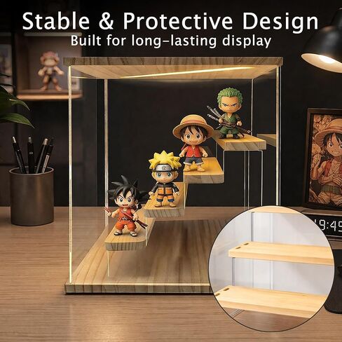 LED Lighted Acrylic Display Case for Collectibles, 5 Tier Clear Display Box with Door, USB Powered Showcase with Remote, Dust-Reducing Organizer for Action Figures, Blind Box Toys, Anime Mini Figures in Saudi Arabia