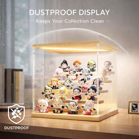 LED Lighted Acrylic Display Case for Collectibles, 5 Tier Clear Display Box with Door, USB Powered Showcase with Remote, Dust-Reducing Organizer for Action Figures, Blind Box Toys, Anime Mini Figures in Saudi Arabia