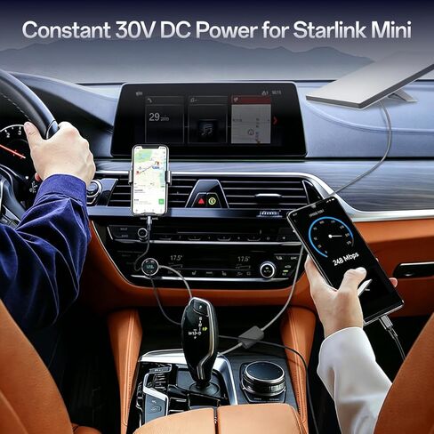 محول سيارة Starlink Mini، كابل طاقة Starlink Mini 12V/24V إلى 30V DC مع محول معزز للمركبات RV/الشاحنة/القارب، شاحن موثوق عالي السرعة 120 وات 18AWG مع عرض الجهد الرقمي، 10 أقدام | تقنية متقدمة لزيادة الجهد الكهربي، مراقبة جهد LED في الوقت الحقيقي in Kuwait