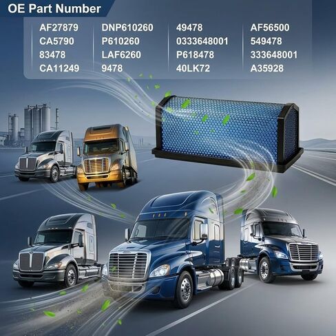 AF27879 Engine Air Filter Compatible with Freightliner 08-17 Cascadia,122SD 2014-2016 Coronado Replaces AF27879 CA5790 83478 P618478 CA11249 LAF6260 in Kuwait