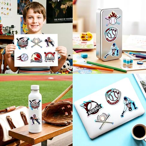 100pcs Holographic Baseball Waterproof Vinyl Stickers - Cool Baseball Decor & Party Favors for Goodie Bag, Water Bottle, Classroom Prizes in Saudi Arabia