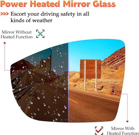 Driver Left Side Heated Convex Mirror Compatible with Ford Focus 2012 2013 2014 2015 2016 2017 2018 Rear View Replacement for CM5Z-17K707-H in Kuwait