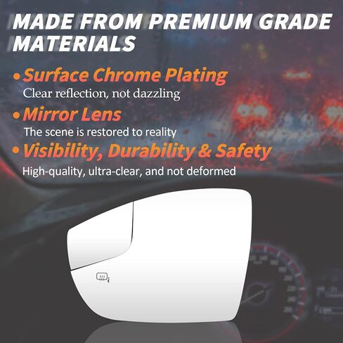 Driver Left Side Heated Convex Mirror Compatible with Ford Focus 2012 2013 2014 2015 2016 2017 2018 Rear View Replacement for CM5Z-17K707-H in Kuwait