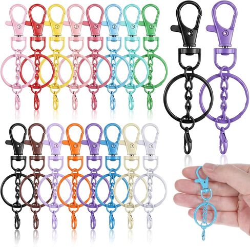 80 Pcs Colorful Swivel Snap Hook with Key Rings, Colorful Swivel Snap Hook with Keyrings Heavy Duty Key Chain Hooks Clasps Lobster Keychains Clasps for Jewelry DIY Crafts Christmas Gift (16 Colors) in Kuwait