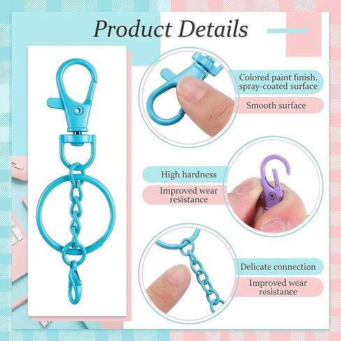 80 Pcs Colorful Swivel Snap Hook with Key Rings, Colorful Swivel Snap Hook with Keyrings Heavy Duty Key Chain Hooks Clasps Lobster Keychains Clasps for Jewelry DIY Crafts Christmas Gift (16 Colors) in Kuwait