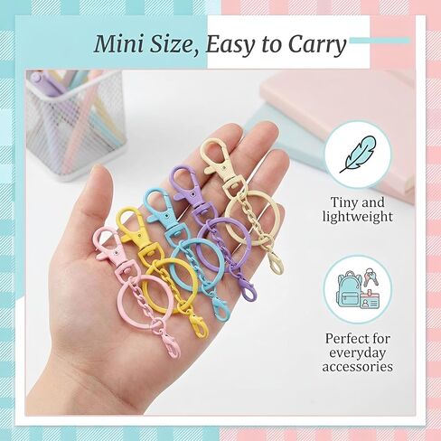 80 Pcs Colorful Swivel Snap Hook with Key Rings, Colorful Swivel Snap Hook with Keyrings Heavy Duty Key Chain Hooks Clasps Lobster Keychains Clasps for Jewelry DIY Crafts Christmas Gift (16 Colors) in Kuwait