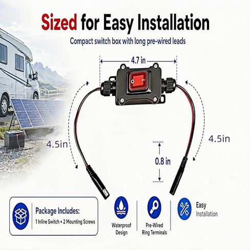 DC 12V Inline Power Switch, IP67 Waterproof 12AWG Heavy-duty SAE to SAE Cable Switch, Quick Connect/Disconnect Button, Used for Connecting Solar Panels, Camping Trailers, Motorcycles, Outdoor Lighting in Saudi Arabia