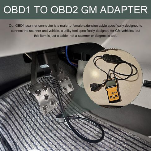 OBD1 Scanner, OBD1 to OBD2 Adapter, 12 Pin to OBD2 16 Pin Socket Scanner Cable Connector Adapter, Automotive Accessories Car Code Diagnostic Extension Tool Compatible with Most Models in Saudi Arabia