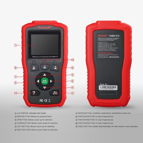 iCarsoft Professional Multi-System OBD II Scanner VAWS V1.0 with Oil Service Reset for Audi/VW/Seat/Skoda (red) in Kuwait