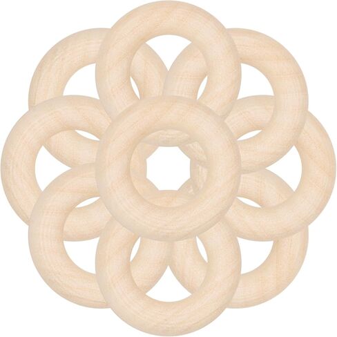 Luomorgo 25 Pcs Natural Wood Rings - 2.2 Inch (55mm) Unfinished Craft Circles for Macrame, Jewelry Pendant Connectors & DIY Projects in Kuwait
