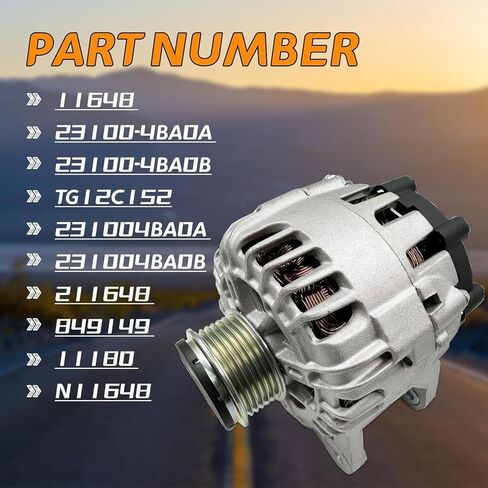 6-Groove Clutch 12V 120A Alternator Compatible With Nissan Rogue L4 2.5L 2014-2018, Xtrail 2014-2018# 23100-4BA0A, 23100-4BA0B, TG12C152 in Saudi Arabia