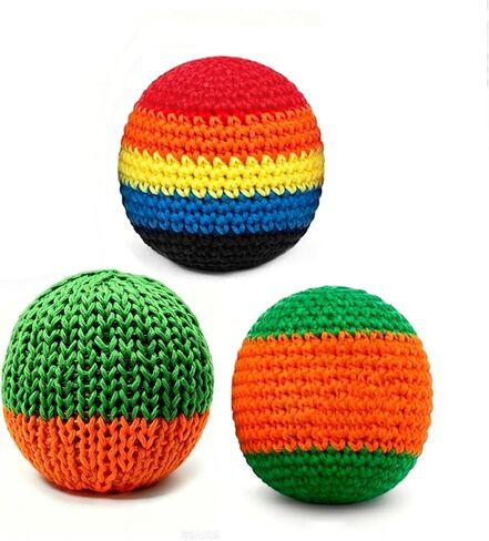 TLM Rainbow Knitted Footbags Set - Colorful Crochet Foot Bag Kick Balls for Adults and Beginners, Small Kick Sack for Juggling Practice, Indoor Outdoor Games, Party Favors and Group Play (3) in Saudi Arabia
