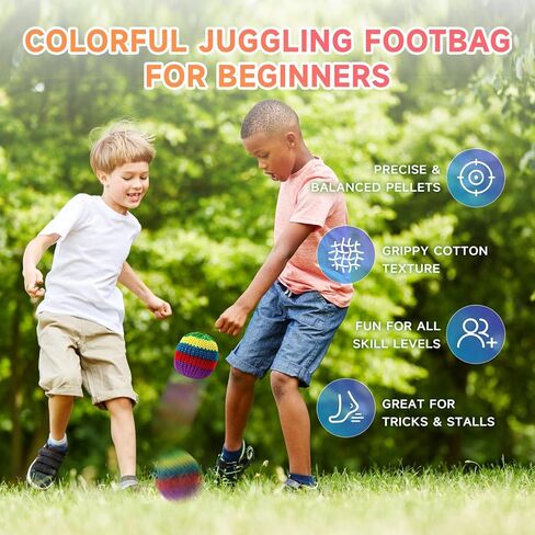 TLM Rainbow Knitted Footbags Set - Colorful Crochet Foot Bag Kick Balls for Adults and Beginners, Small Kick Sack for Juggling Practice, Indoor Outdoor Games, Party Favors and Group Play (3) in Saudi Arabia