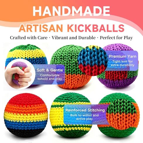 TLM Rainbow Knitted Footbags Set - Colorful Crochet Foot Bag Kick Balls for Adults and Beginners, Small Kick Sack for Juggling Practice, Indoor Outdoor Games, Party Favors and Group Play (3) in Saudi Arabia